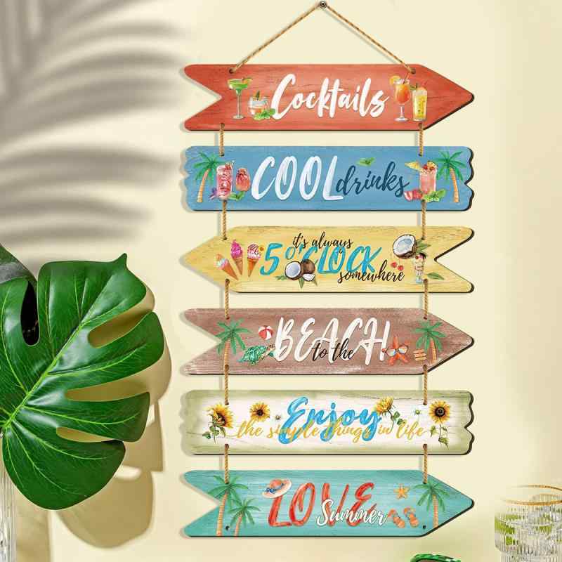 ウォールデコ モダン シンプル おしゃれな 木製 吊り下げプレート サインボード 春夏 インテリア飾り ホームデコレーション(x2)