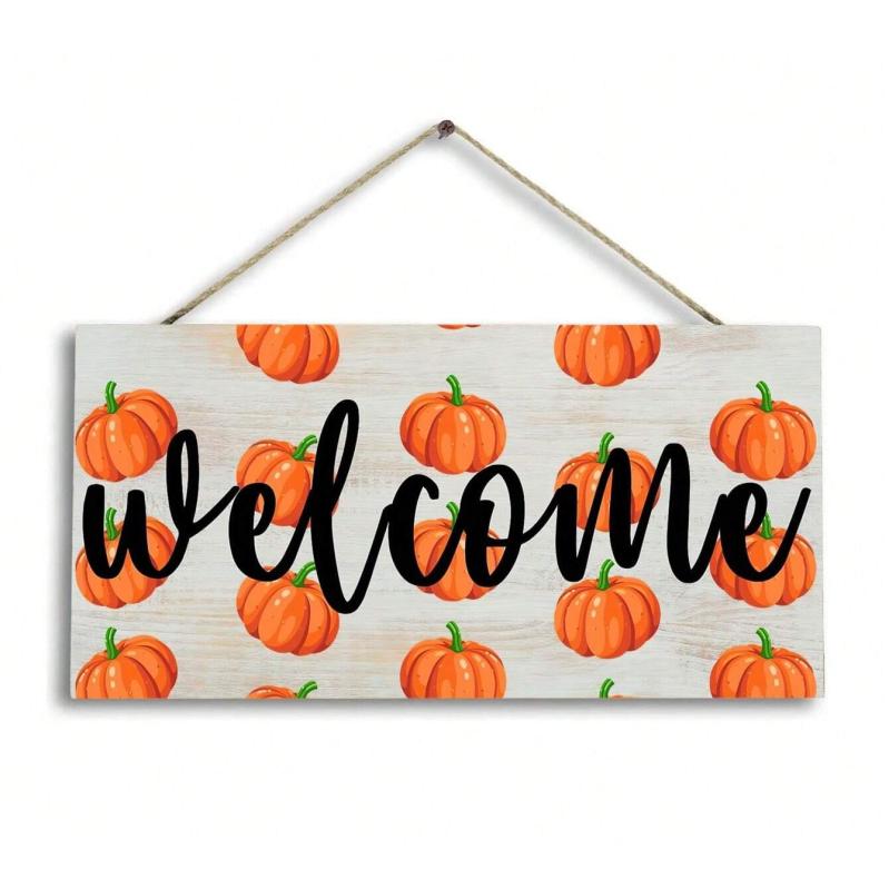 インテリア 飾り板 モダン おしゃれ 黄楊木製 長方形 秋 感謝祭 カボチャ ハロウィン 壁掛け 置物 ウォールデコ 人気