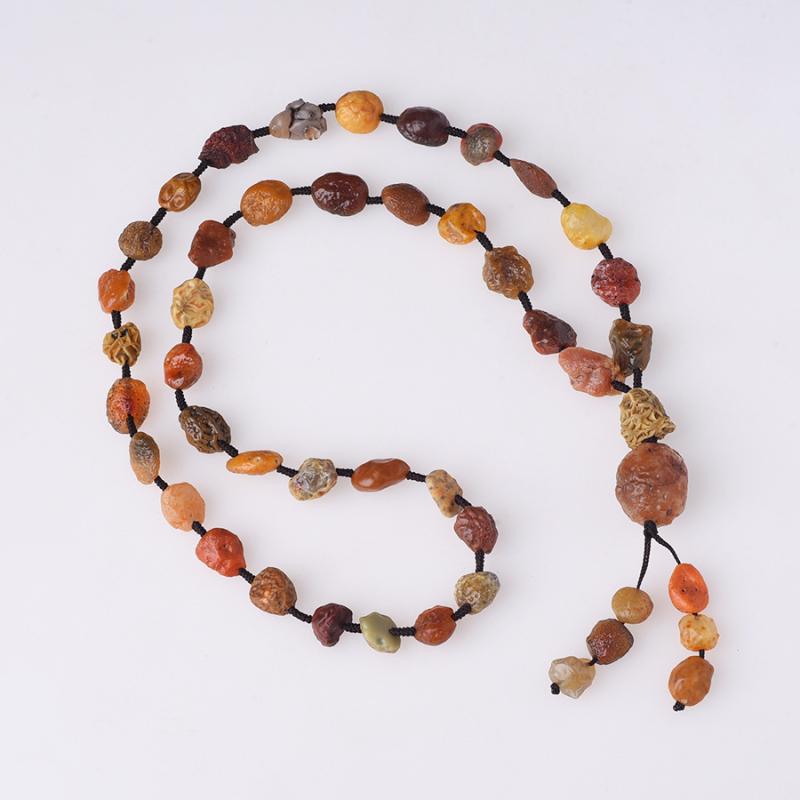 ネックレス 天然石 アラシャン瑪瑙 ゴビ瑪瑙 レーズン型原石 糖心 筋脈石 U字形 ツイストチェーン アシンメトリー ロング ペンダント 文芸レトロ 手作り 春夏 おしゃれ(x2)