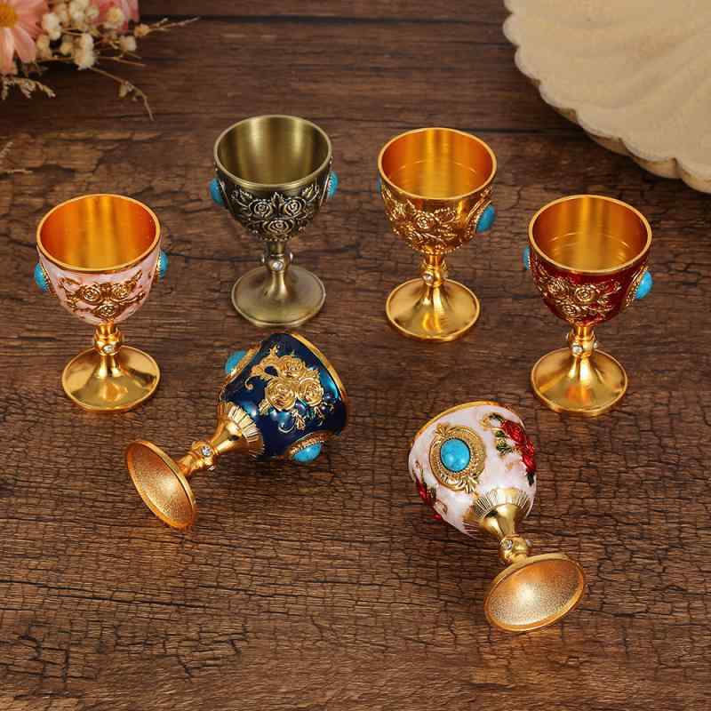 ショットグラス 亜鉛合金製 ローズデザイン 宮廷風 ヨーロピアンスタイル 軽奢 立体装飾 エレガント ユ..