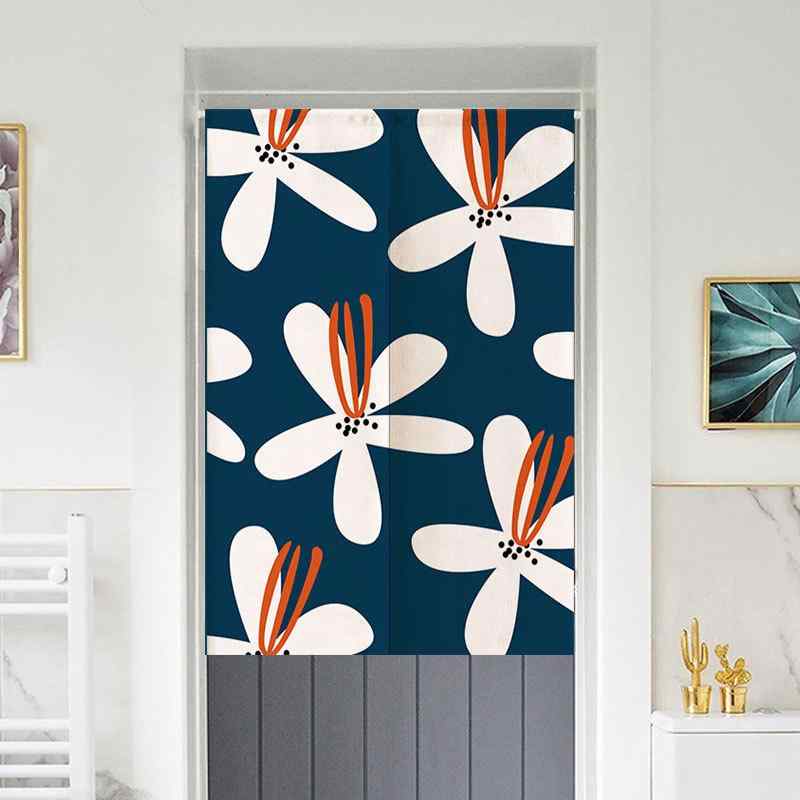 のれん ドアカーテン 穴あけ不要 目隠し 遮光 間仕切り エアコン 風よけ 冷暖房効率アップ 家庭用 ポリエステル 綿 ファブリック カートゥーン柄 おしゃれ キッチン トイレ 寝室 リビング 洗面所(x2)