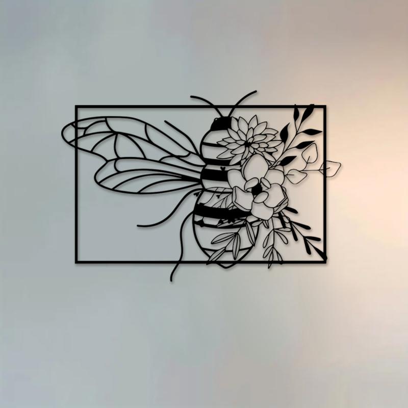 壁飾り ミツバチ 働き蜂 アイアン ウォールデコレーション シンプルモダン リビング カフェ 玄関 インテリア アートパネル ブラック 金属製