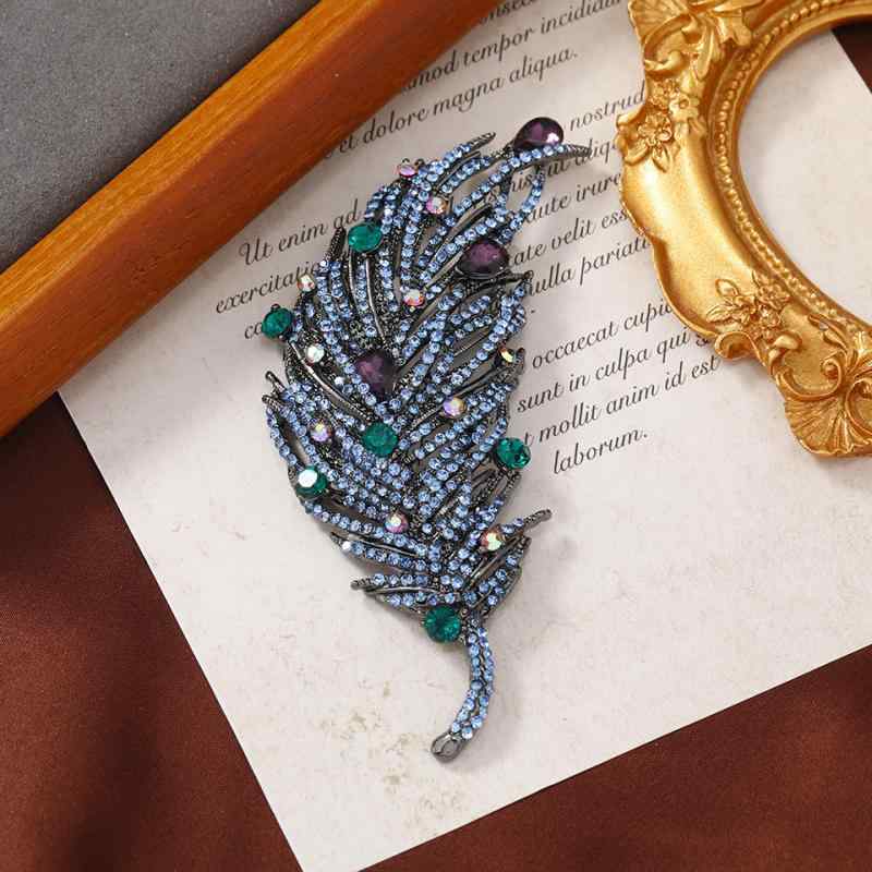 ブローチ レディース レトロ 高級感 エレガント 重厚感 ラインストーン クジャク フェザー コート ジャ..