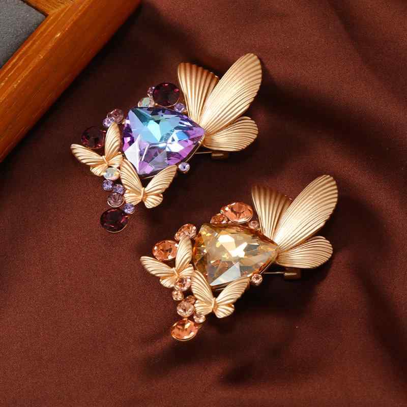 ブローチ ユニセックス バタフライ ヴィンテージ レトロ マットゴールド ジルコニア 高級感 スーツ ジ..