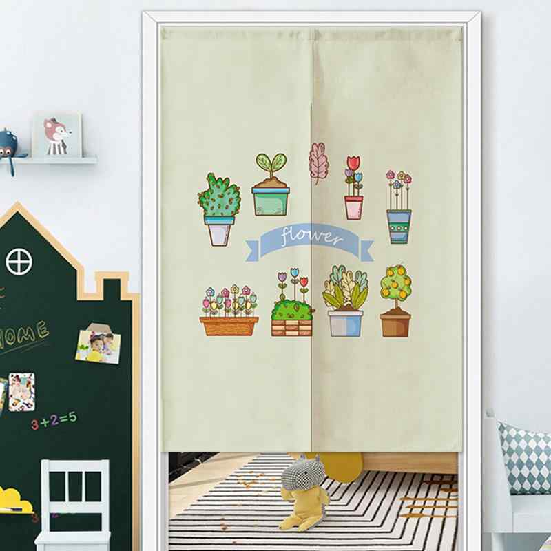 のれん シンプル 北欧風 モダン グリーン 植物柄 ボタニカル 間仕切り 目隠し ファブリック 布製 ポリ..