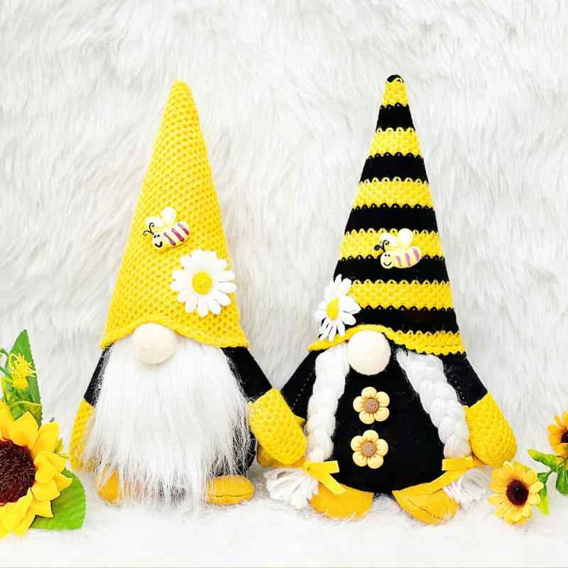 置物 メンズ レディース かわいい 顔なし ノーム人形 ひまわり 蜂モチーフ ドール 秋カラー インテリア 卓上 飾り マスコット プレゼント ギフト 布製 オ...