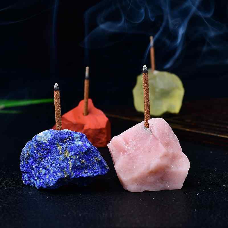 お香立て 天然石 パワーストーン アメジスト シトリン ローズクォーツ 原石 線香立て 香皿 香炉台 アロ..