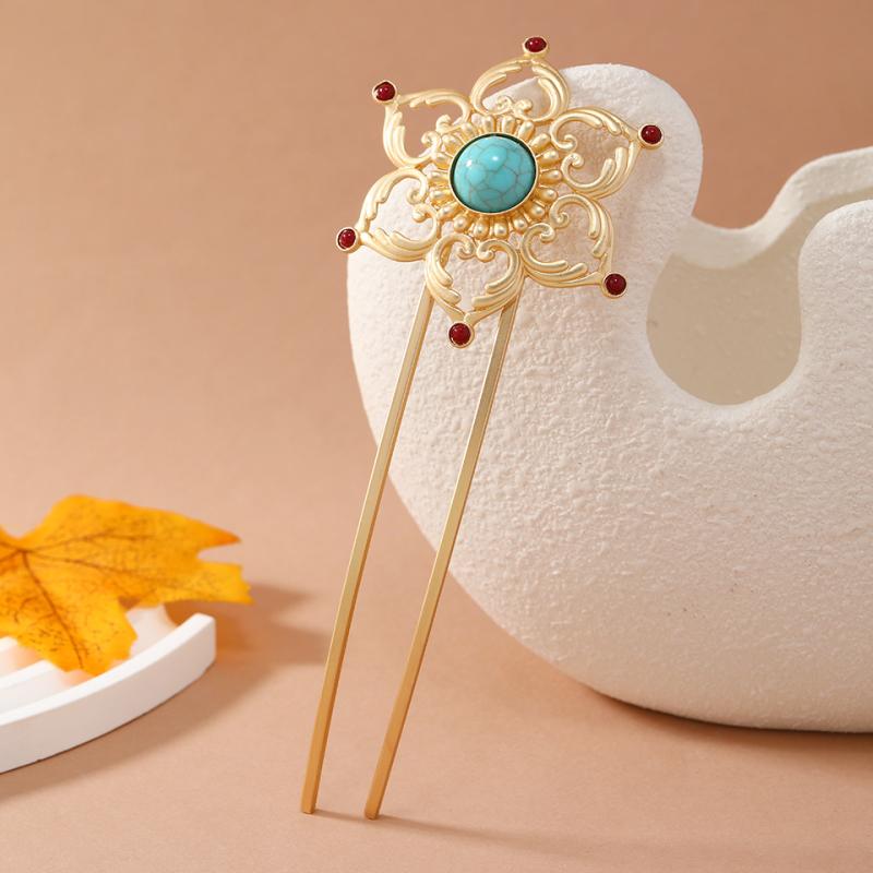 ヘアアクセサリー レディース レトロ 中国風 漢服 チャイナドレス まとめ髪 高級感 ハンドメイド 合金..