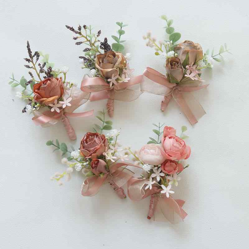 ブライダル 造花 コサージュ ブートニア リストブーケ リストレット 新郎 新婦 ゲスト 披露宴 結婚式 ..