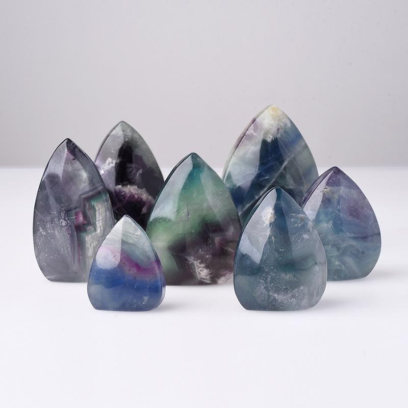 置物 天然七色 フローライト 原石研磨 スノーフローライト 炎柱 水晶 オブジェ パワーストーン 飾り インテリア おしゃれ 開運 ヒーリング(x2)