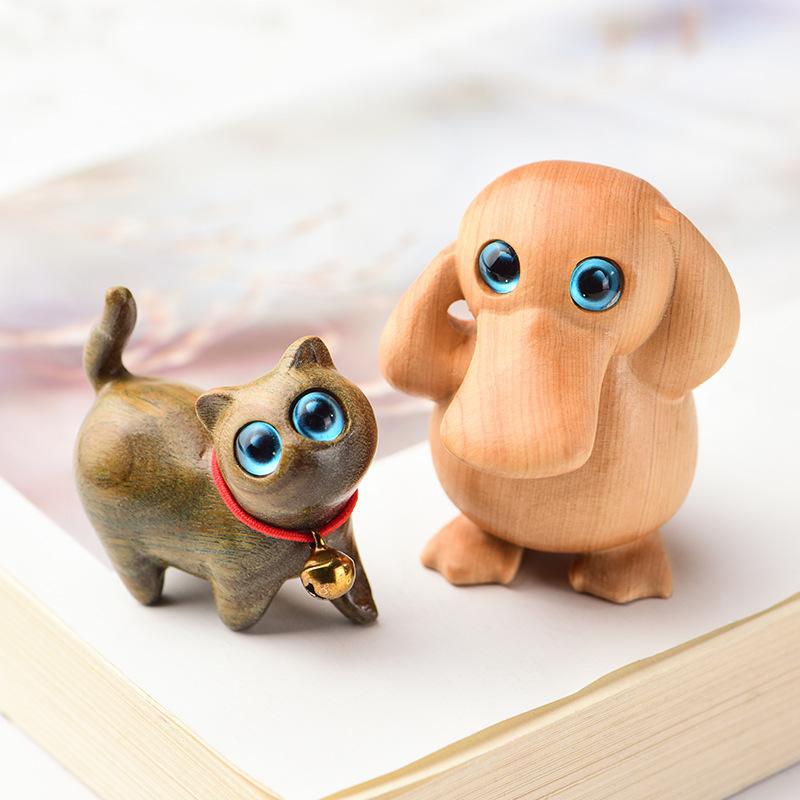 置物 かわいい 鈴付き ミニサイズ 黒檀木 子猫 オブジェ ハンドメイド 卓上 デスク インテリア 猫 ねこ..