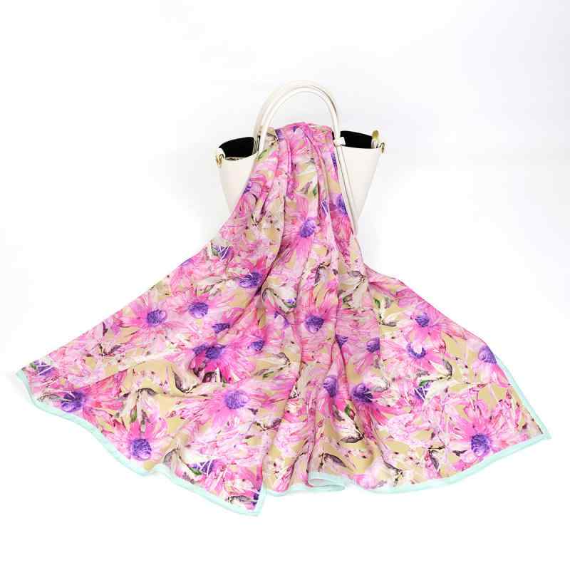 スカーフ レディース UVカット 日よけ 薄手 防塵 シルク プリント ストール ショール 高級感 旅行 ビーチ カジュアルスタイル 欧米風 おしゃれ 四季 ピンク(x2)