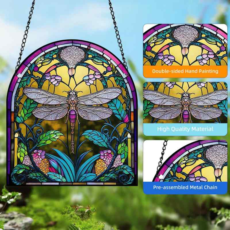 壁掛け U字形 トンボ 両面プリント アクリル製 窓飾り おしゃれ インテリア雑貨 玄関 リビング 寝室 書斎 バルコニー 店舗 イベント パーティー 季節のデコレーション ホームオーナメント(x2)