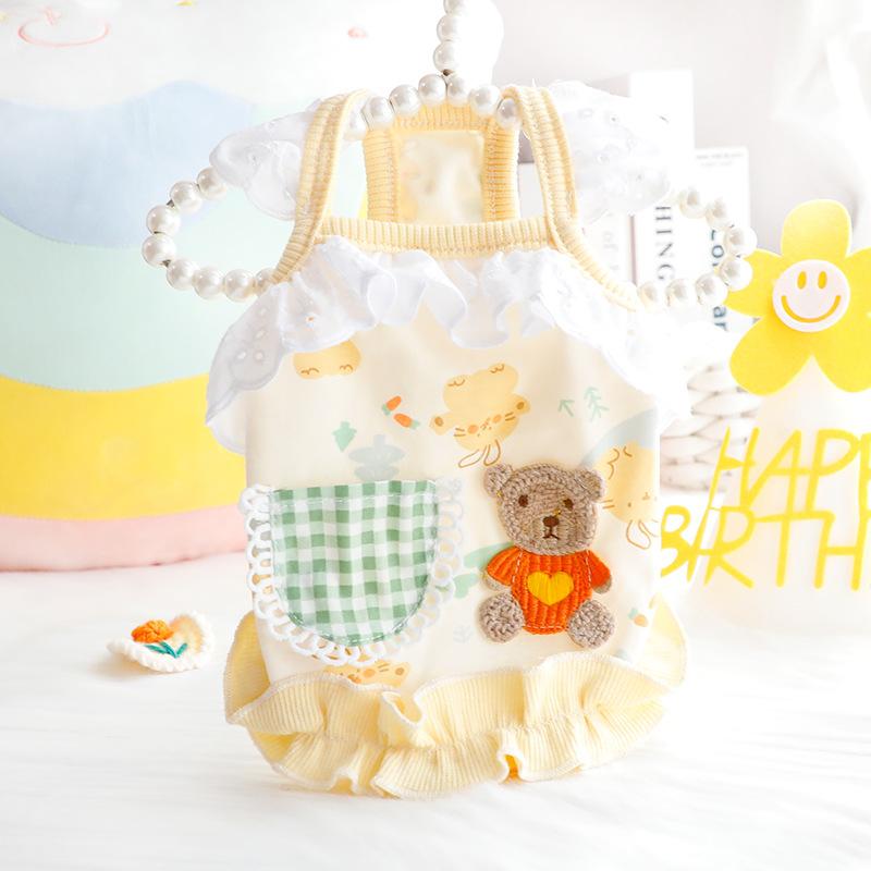 ペットウェア 小型犬 猫用 春夏 薄手 軽量 プリンセス かわいい カジュアル ルームウェア 部屋着 キャ..