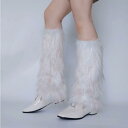 レッグウォーマー レディース もこもこ ふわふわ あったか 防寒 保温 JK ルーズソックス かわいい おしゃれ 秋冬ファッション ロング丈 足元カバー 白 金糸入り ポリエステル(x2)