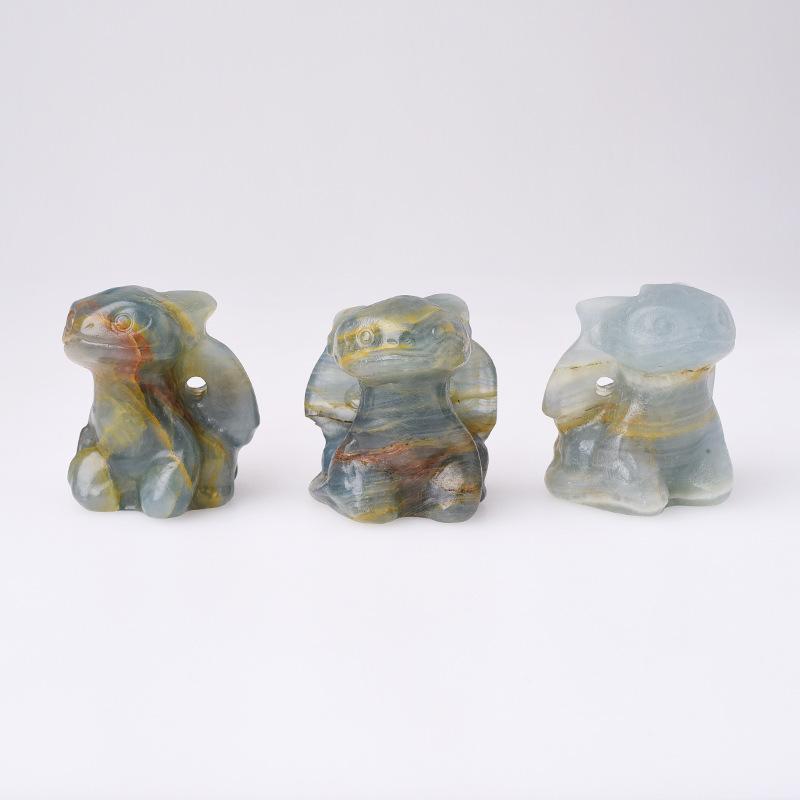 置物 天然水晶 宝石 研磨彫刻 青い トゥースレス キャラクター フィギュア 卓上 インテリア オブジェ デスク 玄関 リビング モダンアート コレクション プレゼント ラッキーアイテム(x2)