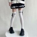 ソックス レディース コットン 綿 白リボン 蝶結び ニーハイ オーバーニー かわいい ガーリー スウィート フェミニン 滑り止め 吸汗速乾 摩擦軽減 オールシーズン