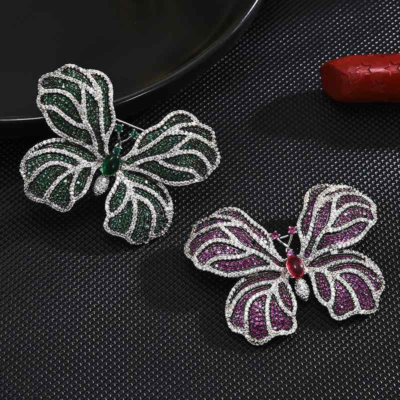 ブローチ レディース 銅製 電気メッキ加工 煌めくジルコニア 蝶々モチーフ 繊細 華奢 上品 かわいい 清..