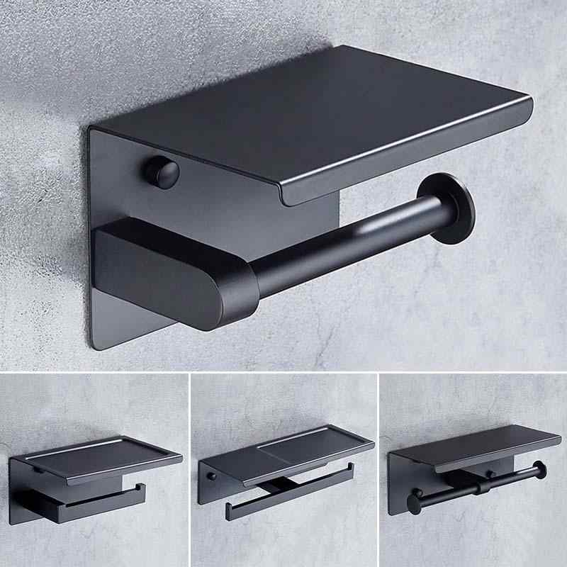 トイレットペーパーホルダー 防錆 耐久性 壁掛け 304ステンレス製 トイレ 洗面所 バスルーム ロールペーパーホルダー ペーパータオルボックス モダン シンプル スクエア ブラック