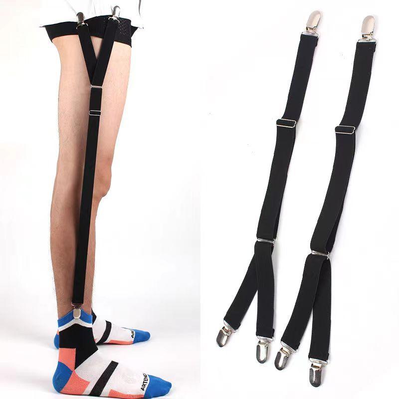 シャツガーター メンズ 形態安定 シワ防止 長さ調節可能 伸縮性 Y字型3クリップ 滑り止め機能 ナイロン..