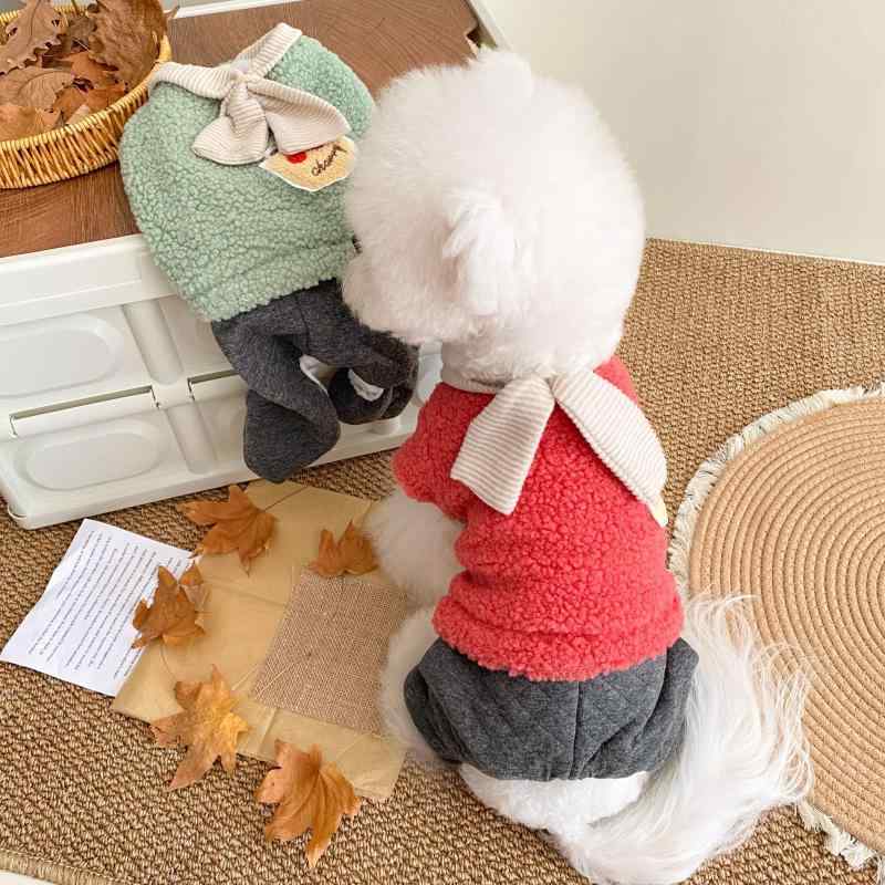ペットウェア 小型犬 トイプードル 秋冬用 裏起毛 フリース 厚手 あったか 四足 ドッグウェア オーバー..