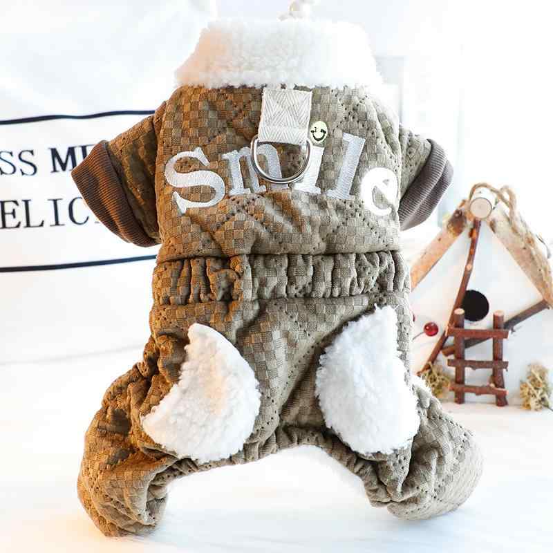 犬服 小型犬 トイプードル 秋冬 厚手 保温 裏起毛 コットン 四足 ひし形 格子柄 ドッグウェア カジュア..