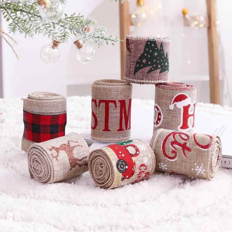クリスマスリボン クリスマスツリー装飾 デコレーション 家庭用 ギフトラッピング 吊り下げオーナメント 布製 欧米風 トナカイ スノーフレーク スノーマン 車 チェック柄