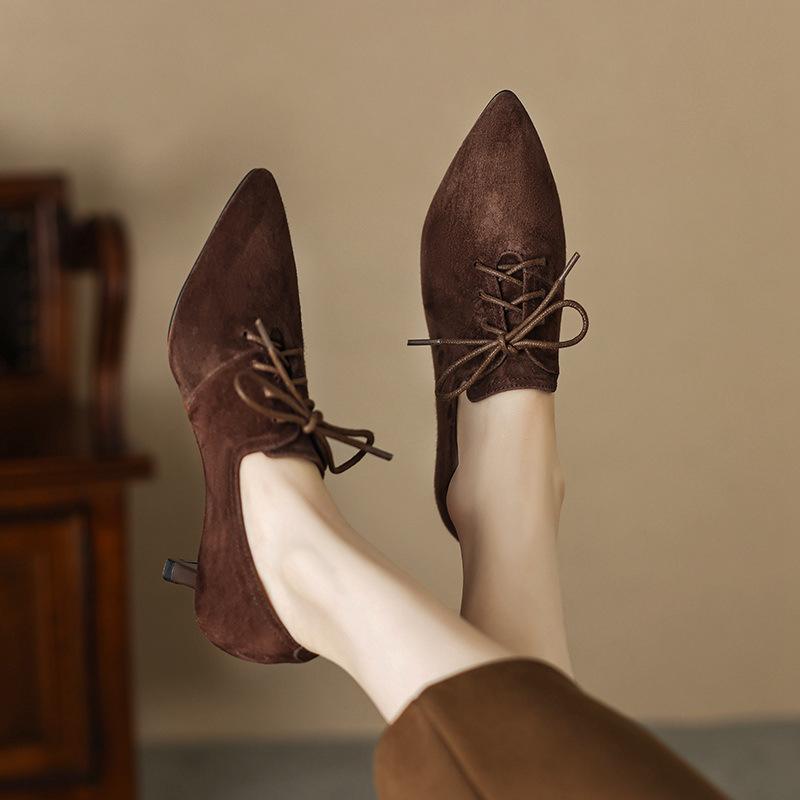 パンプス レディース 羊革アッパー ポインテッドトゥ クロスストラップ ハイヒール 細ヒール 英国風 大きいサイズ デイリー 通勤 オフィス オールシーズン 豚...