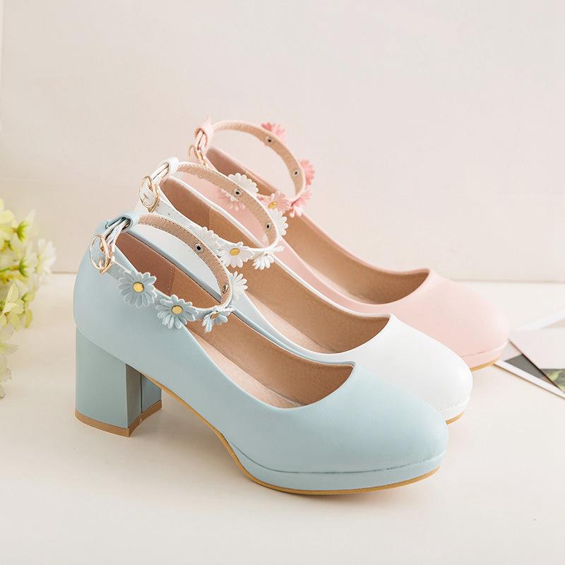 パンプス レディース ラウンドトゥ 太ヒール ハイヒール メリージェーンシューズ 春夏秋冬 韓国風 PUレザー 通勤 オフィス お呼ばれ フォーマル 無地 歩き...