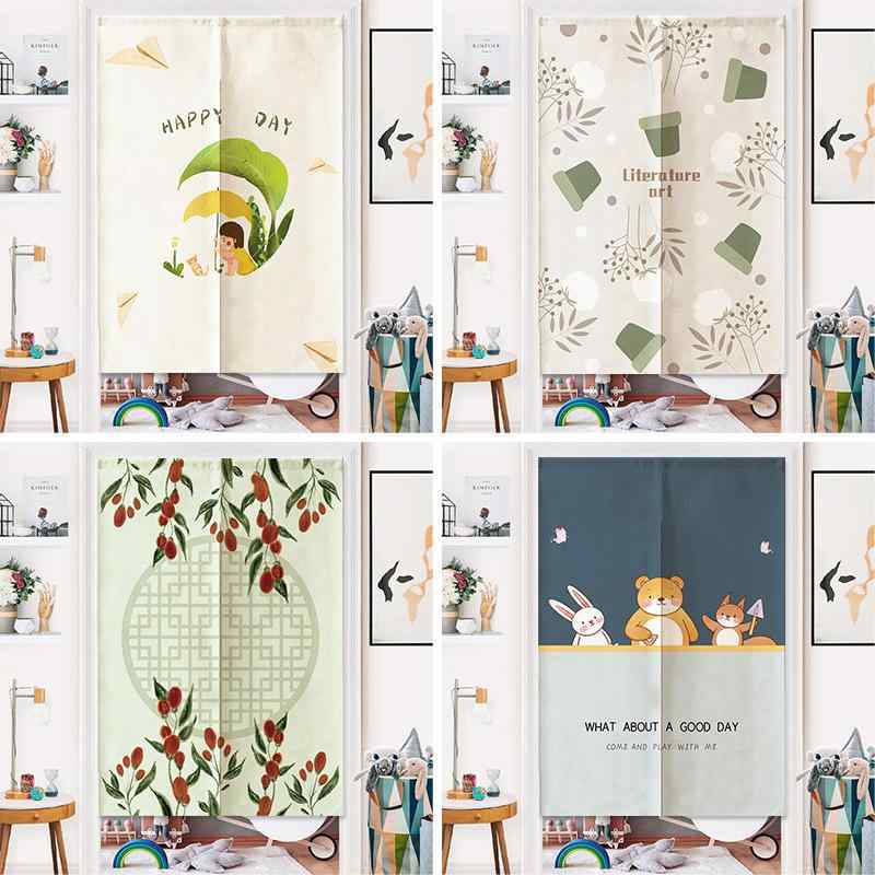 のれん 突っ張り棒式 穴あけ不要 目隠し 間仕切り 家庭用 寝室 キッチン トイレ 洗面所 リビング 玄関 布製 ポリエステル 綿混 ショート丈 ドアカーテン かわいい デザイン豊富(x2)