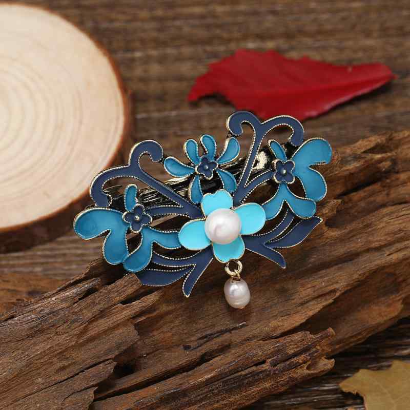 かんざし レディース 景泰藍デザイン 七宝焼 淡水パール タッセル 花モチーフ 歩揺 漢服 和装 浴衣 結..