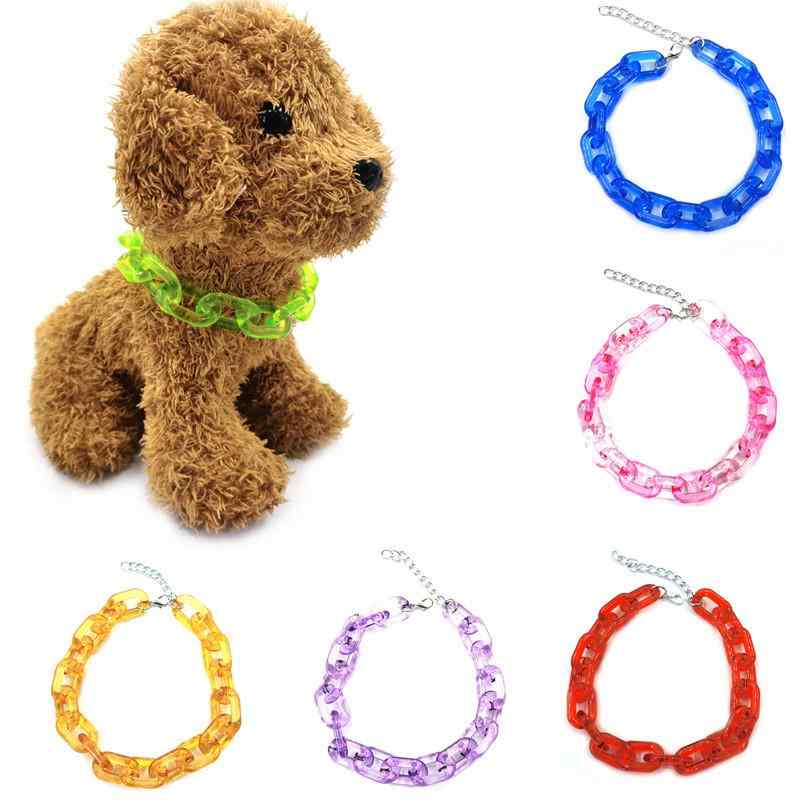 ペット用ネックレス 小型犬 猫用 かわいい クリア U字型デザイン プラスチック製 軽量 多色展開 長さ調節可能 お散歩 イベント パーティー ファッションアクセサリー(x2)