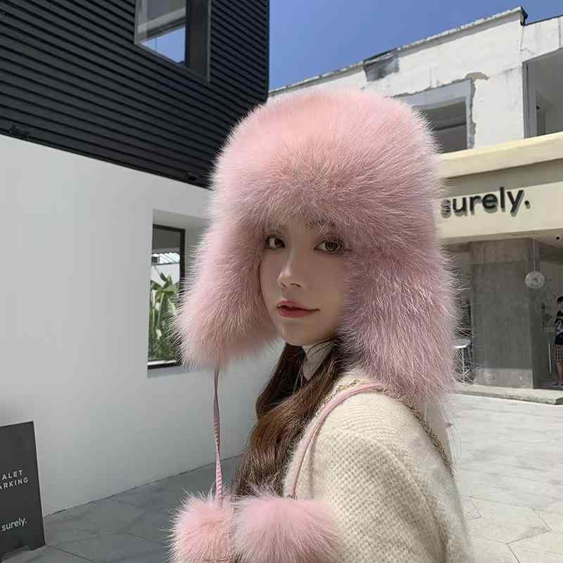 帽子 レディース 秋冬 防寒 防風 保温 あったか 裏ボア 耳当て付き フォックスファー フライトキャップ..