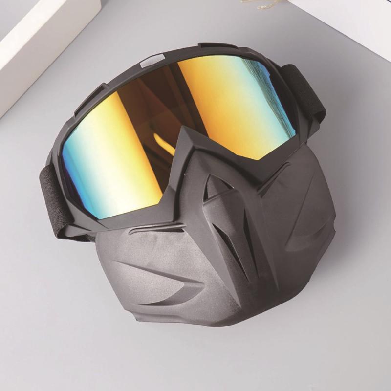 フェイスマスク ゴーグル一体型 男女兼用 レトロ バイク オフロード スキー レーシング アウトドア 運..