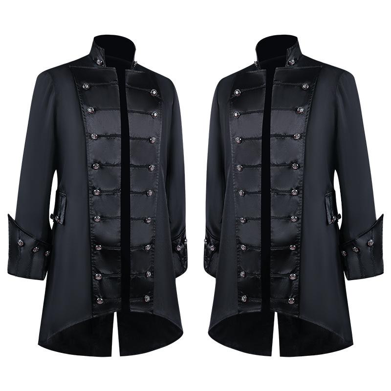 ジャケット メンズ スチームパンク ゴシック 中世 ヴィクトリア朝 スタンドカラー テールコート ポリエステル製 舞台衣装 コスチューム コスプレ イベント