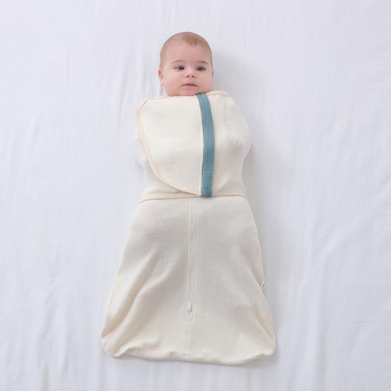 おくるみ ベビー 新生児 スリーパー モロー反射防止 ラップ式 オーガニックコットン 春夏用 取り外し可能 0-6ヶ月用 肌に優しい 快適 安眠グッズ 無地(x2)