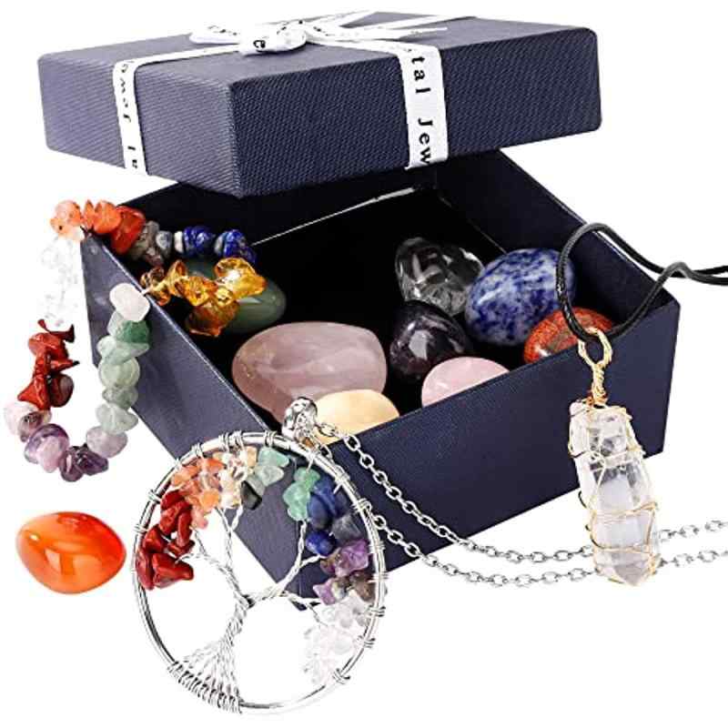 ネックレス ペンダント レディース 天然石 パワーストーン 水晶 宝石 生命の樹 七色石 マルチカラー ハ..