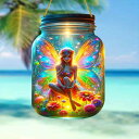 ウォールデコ インテリア雑貨 妖精 エルフ 羽根付き アクリルプレート ステンドグラス風 カラフル 花柄 吊り下げ オーナメント 玄関 ポーチ リビング 壁飾り...