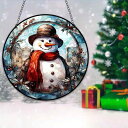 オーナメント 雪だるま かわいい おしゃれ ステンドグラス アクリル製 ドア 窓 壁 ポーチ ガーデン ウェディングパーティー 飾り プレート インテリア 雑貨
