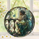 サンキャッチャー アクリル 透明 カラフル 個性的 精霊 妖精 フェアリー 丸型 壁掛け 窓飾り リビング 玄関 廊下 車載 インテリア オブジェ プレート