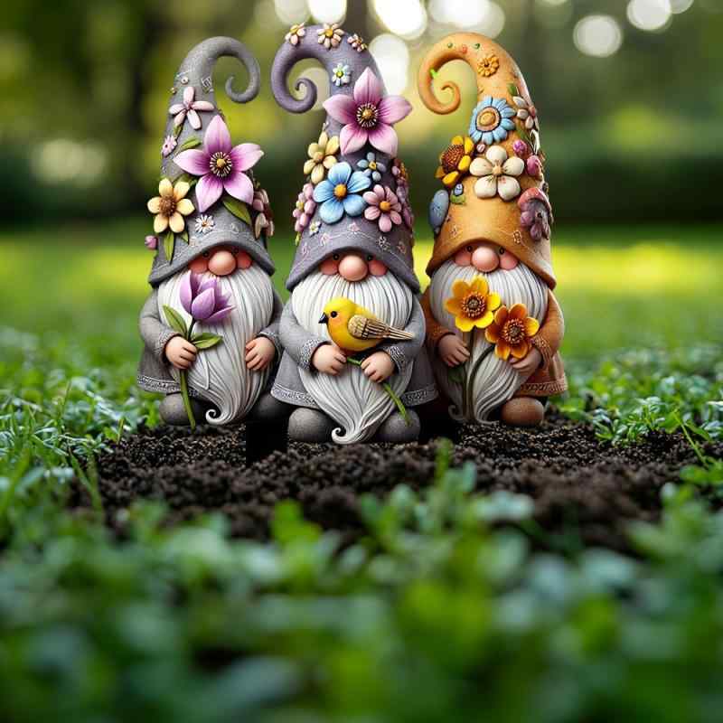 ガーデンスティック 小人 三人組 花摘み 屋外 ガーデン 庭園 植木鉢飾り 景観オブジェ 装飾 アクリル製..