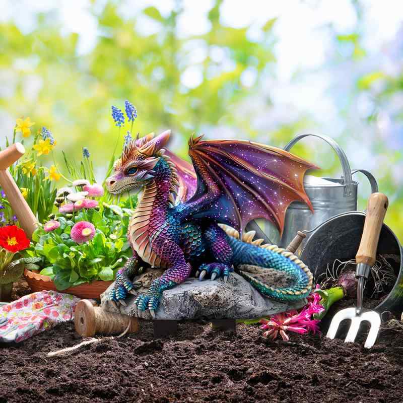 ガーデンピック 植木鉢 プランター カラフル ドラゴン形 龍の置物 アクリル製 オブジェ 庭園装飾 庭飾..