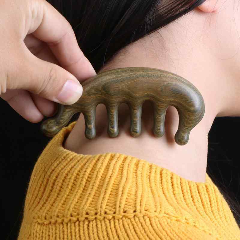 櫛 緑檀木製 天然木製 多機能 マッサージ 頭皮ケア 経絡 ツボ押し 静電気防止 血行促進 美髪 ヘッドス..