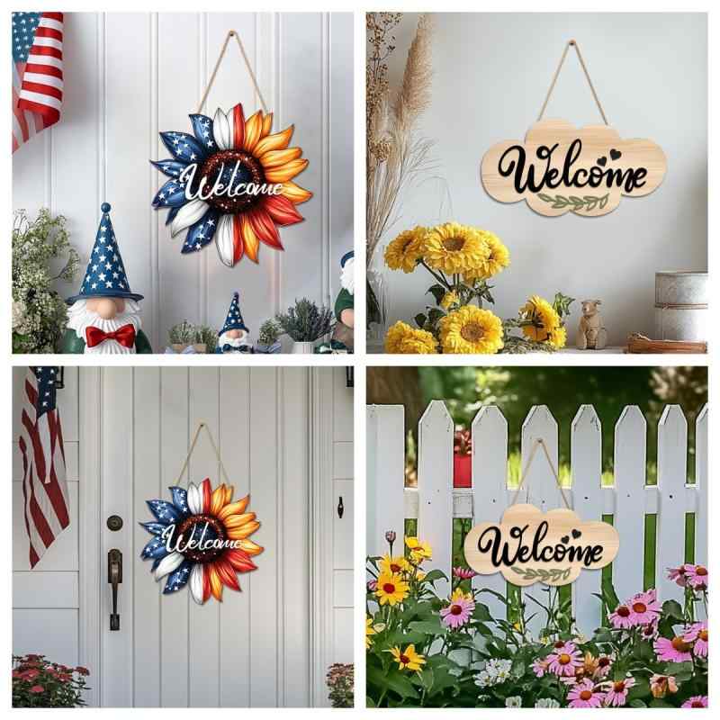 ウェルカムボード 木製 英字 WELCOME 碇 マリンスタイル 玄関 ドア 門扉 ポーチ 壁掛け 吊り下げ おし..