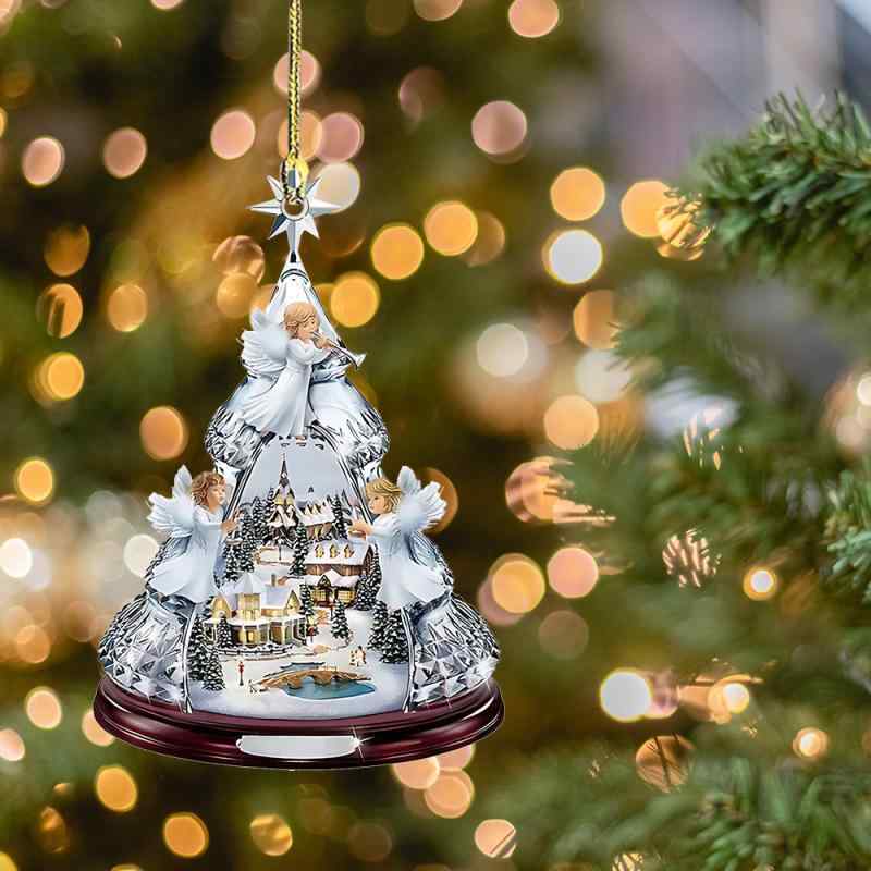 オーナメント クリスマス 三天使 アクリル製 かわいい 車 バックミラー用 インテリア クリスマスツリー デコレーション 吊り下げチャーム(x2)