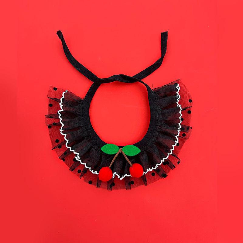 ペットバンダナ 犬 猫用 レース飾り ポンポン付き おしゃれ かわいい ポリエステル製 オールシーズン ..