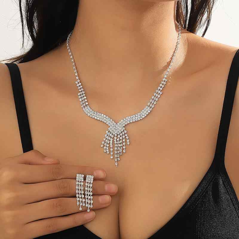 アクセサリー レディース 煌めく ジルコニア ラインストーン 爪留め フリンジ タッセル 電気メッキ加工..