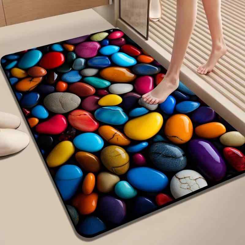 マット 珪藻土 吸水速乾 滑り止め 3D立体 卵石風 バスマット 足拭きマット 浴室 キッチン 玄関 フロア..