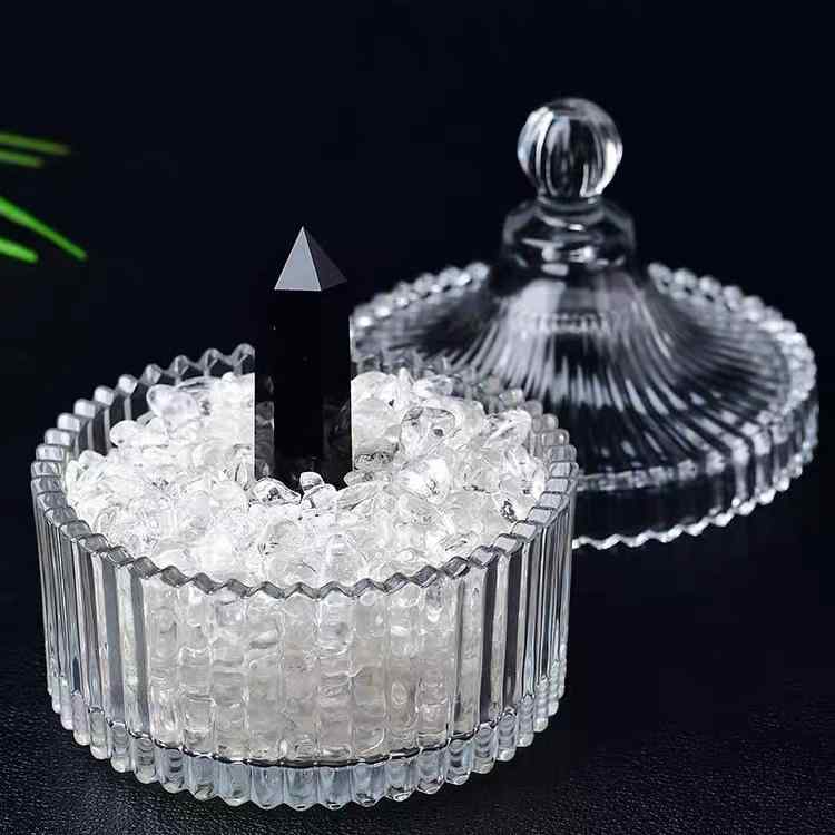 パワーストーン 浄化セット 天然 白水晶 さざれ石 ガラス製 消磁 浄化ボウル アクセサリー ブレスレット 指輪 おしゃれ クリア 癒しグッズ