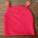 ベビー 新生児 ニット帽 0-6ヶ月対応 伸縮性 秋冬 防寒 保温 防風 赤 中国風 獅子 刺繡 民族風 レトロ お正月 出産祝い(x2)